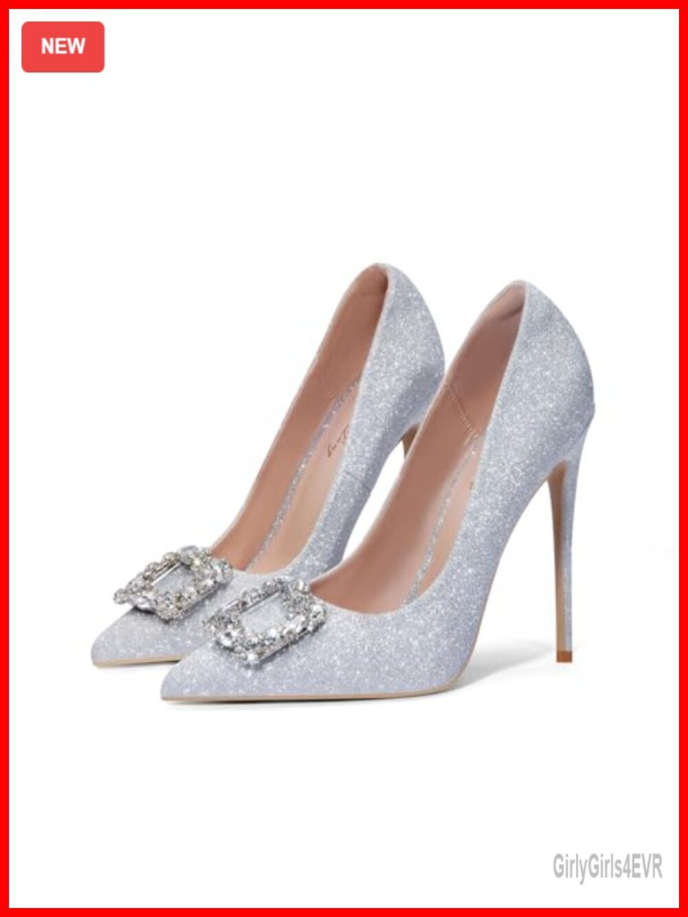 Women's Satin Glitter Rhinestone Stiletto Pumps Pointed Toe Wedding Heels